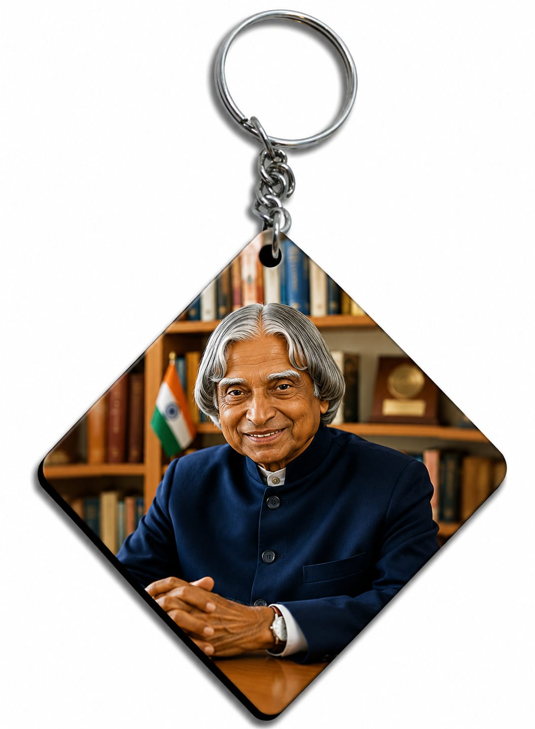 Dr. A.P.J. Abdul Kalam Printed MDF Keychain | Heart & Rectangle Shape | Single Side Print | Premium Inspirational Keyring