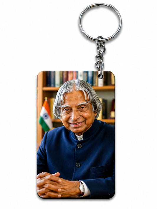 Dr. A.P.J. Abdul Kalam Printed MDF Keychain | Heart & Rectangle Shape | Single Side Print | Premium Inspirational Keyring