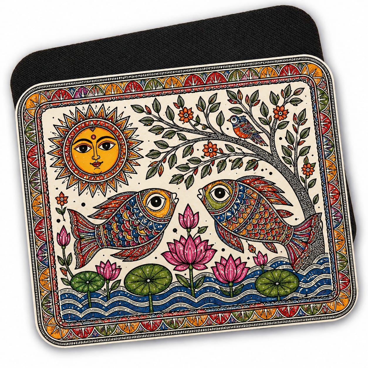 Mithila Art Printed Mouse Pad | Premium Sublimation Print | Non-Slip Desk Mouse Pad | Office & Gaming Use