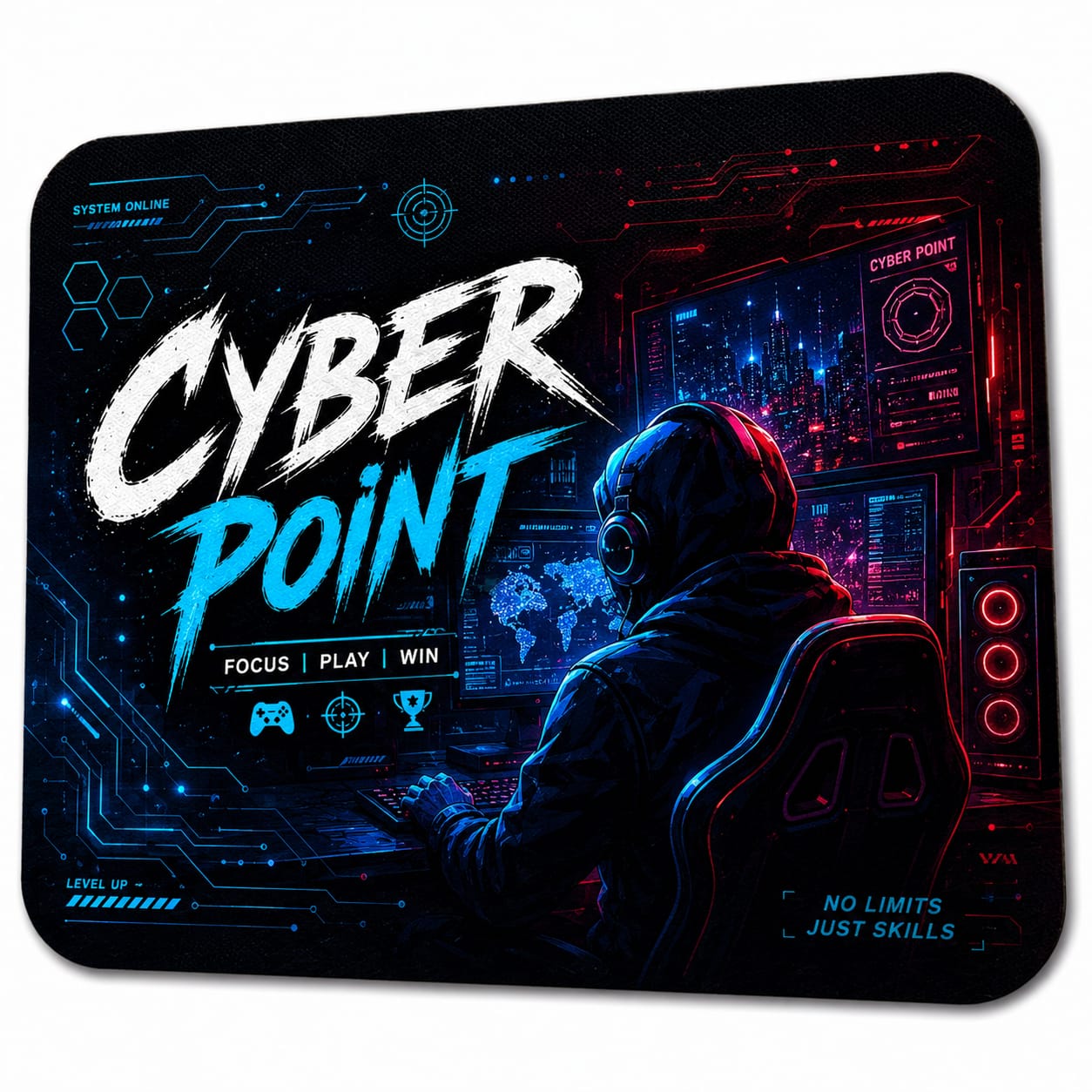 Cyber Point Printed Mouse Pad | Premium Sublimation Print | Smooth Surface | Anti-Slip Rubber Base | Office & Computer Desk Mouse Pad
