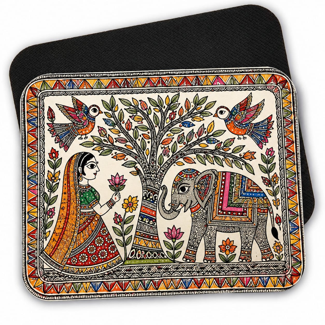 Mithila Art Printed Mouse Pad | Premium Sublimation Print | Non-Slip Desk Mouse Pad | Office & Gaming Use