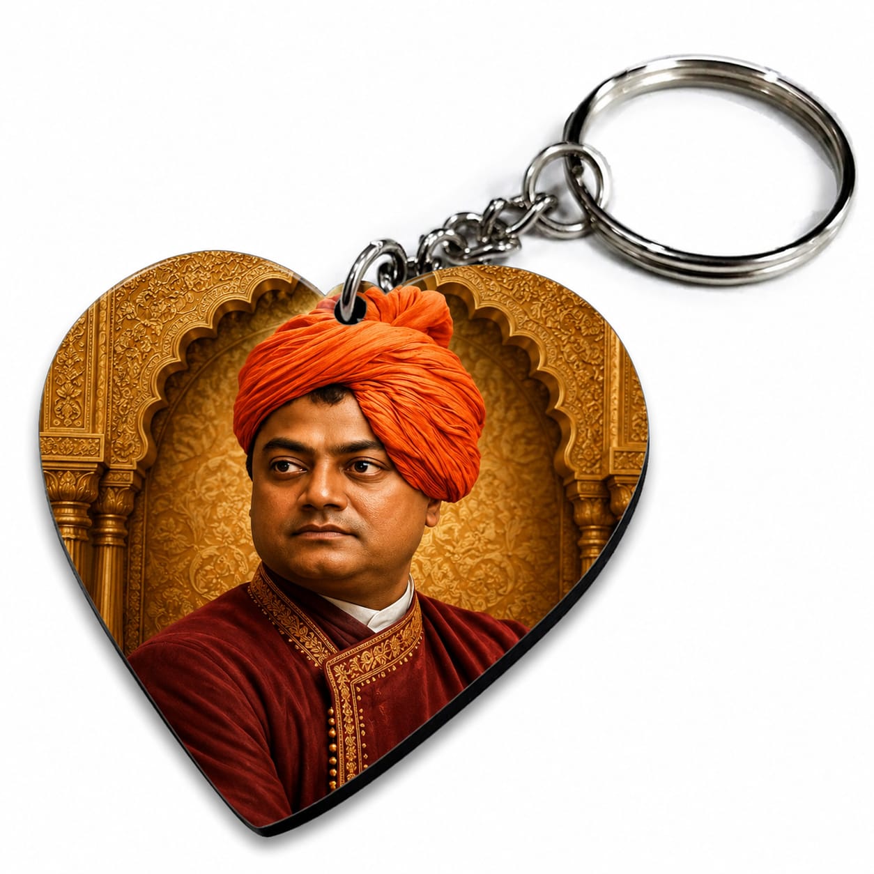 Swami Vivekananda Printed MDF Keychain – Heart & Rectangle Shape | Single Side Print | Premium Gloss Finish
