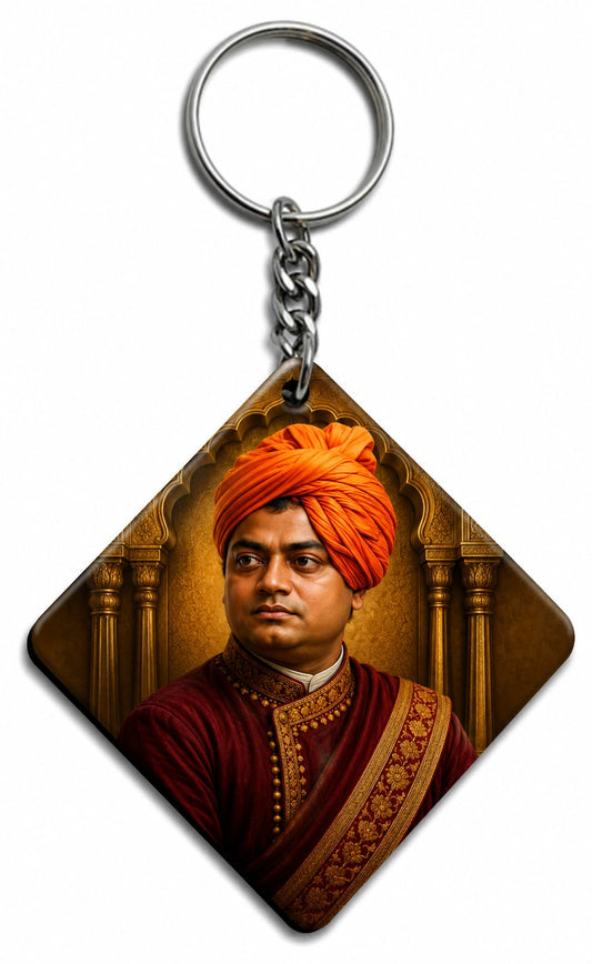 Swami Vivekananda Printed MDF Keychain – Heart & Rectangle Shape | Single Side Print | Premium Gloss Finish