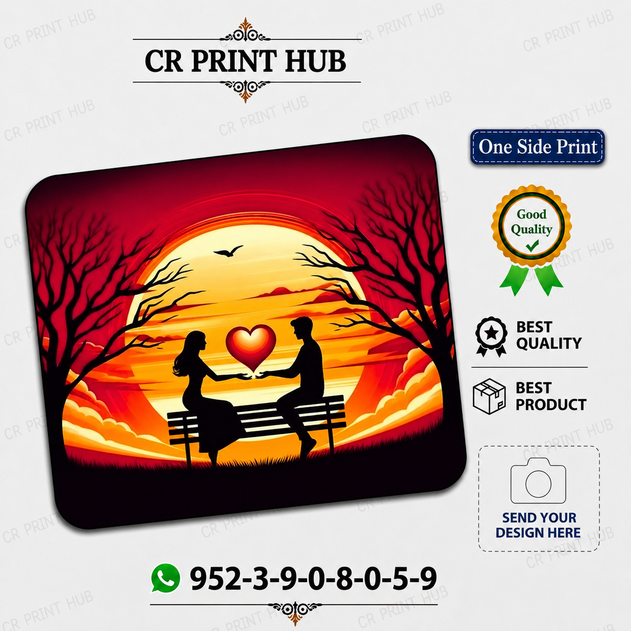 Romantic Couple Sunset Mouse Pad | One Side Printed | Premium Quality Gaming & Office Mouse Pad