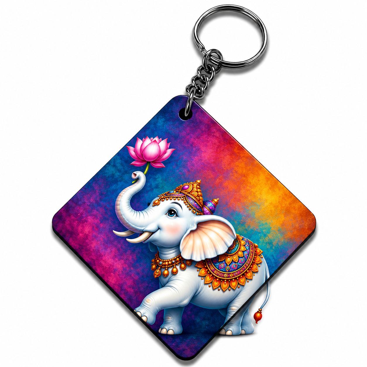 Cute Baby Ganesha Printed MDF Keychain |