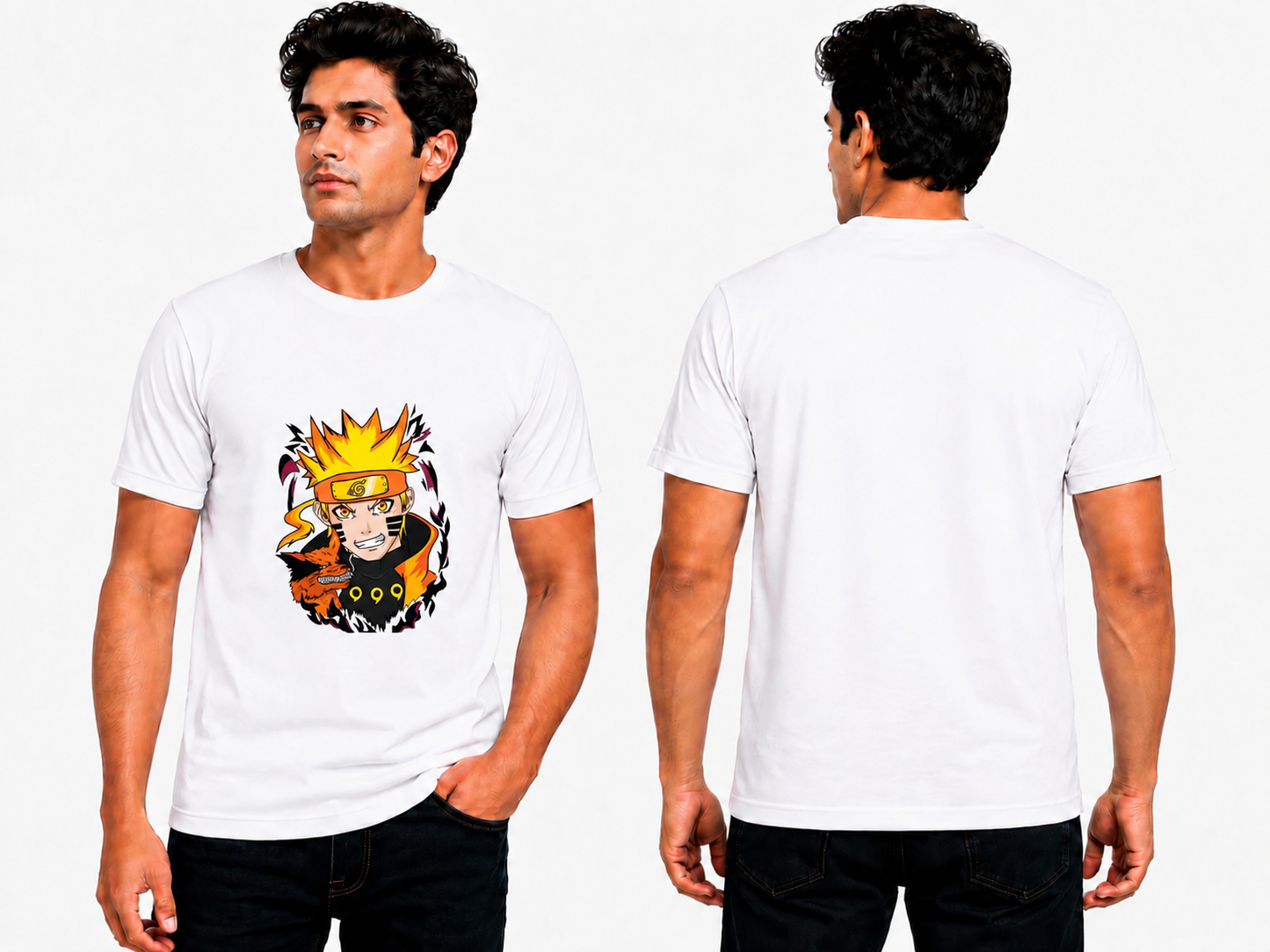 Naruto Anime Printed White T-Shirt |
