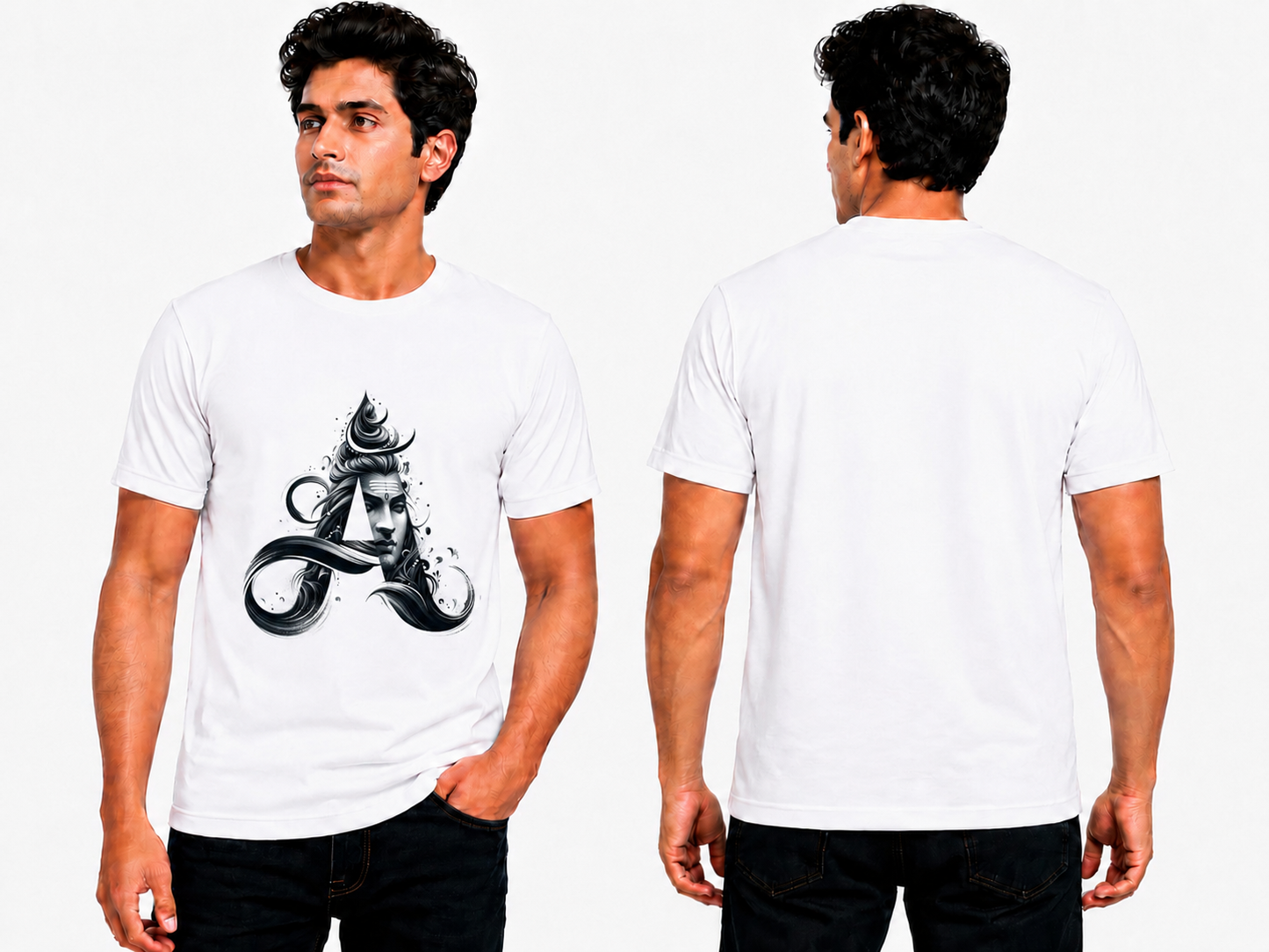 Mahadev "A" Letter Graphic T-Shirt