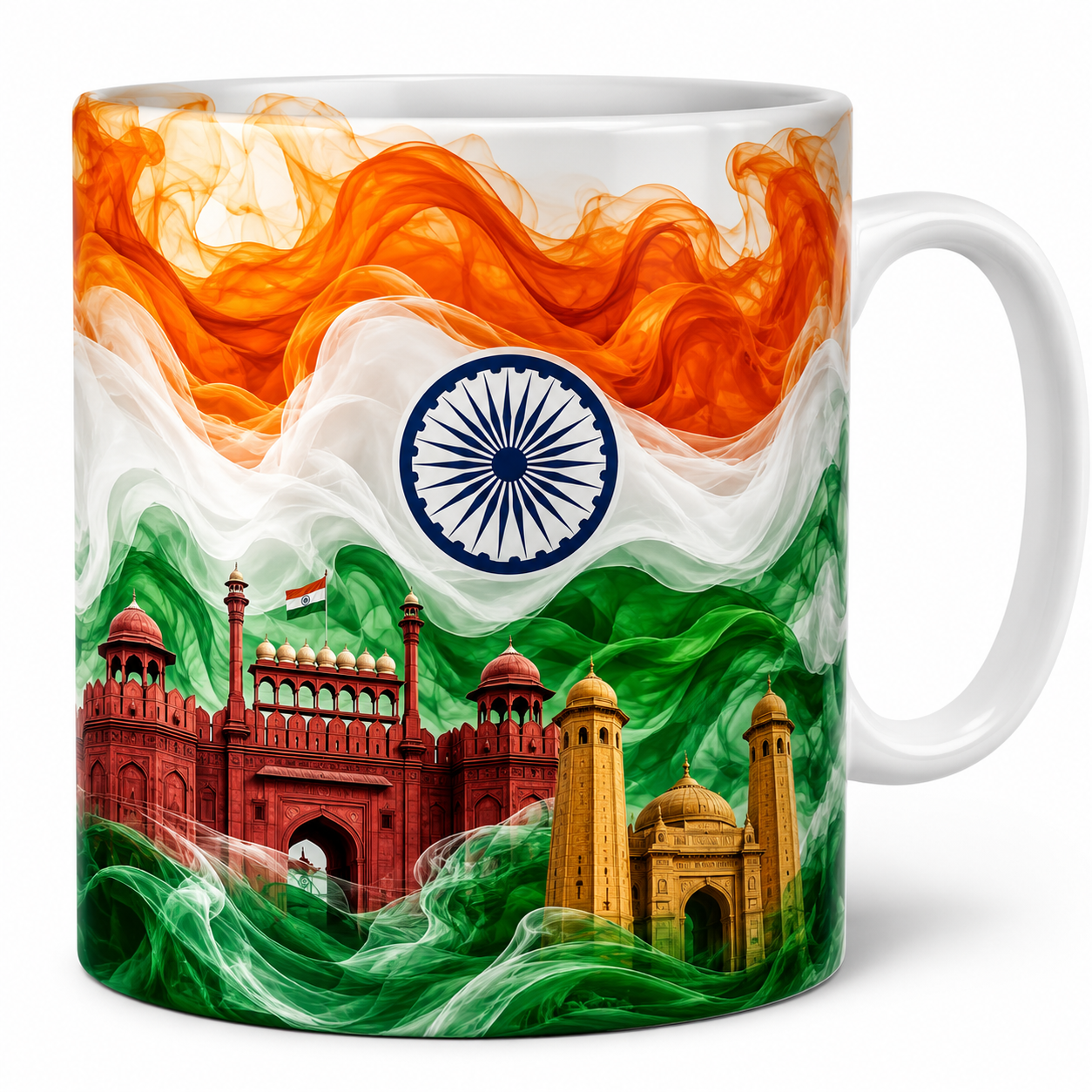 Happy Independence Day Ceramic Coffee Mug | Patriotic Indian Flag Design