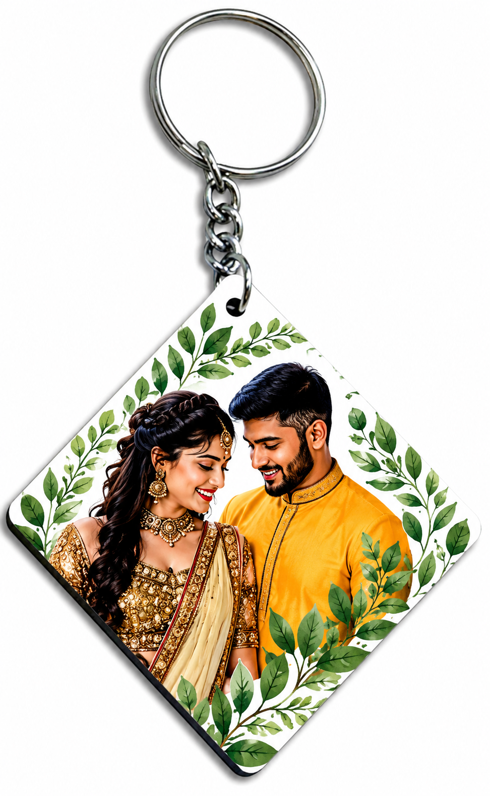 Personalized Couple Photo Printed MDF Keychain