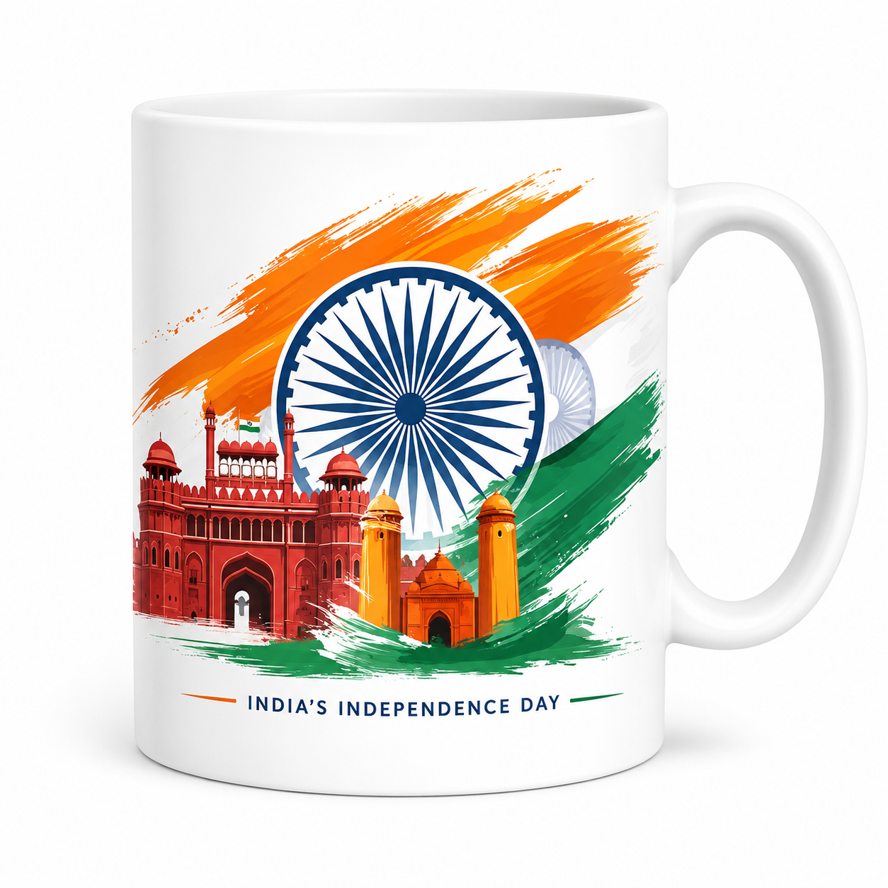 Happy Independence Day Ceramic Coffee Mug | Patriotic Indian Flag Design