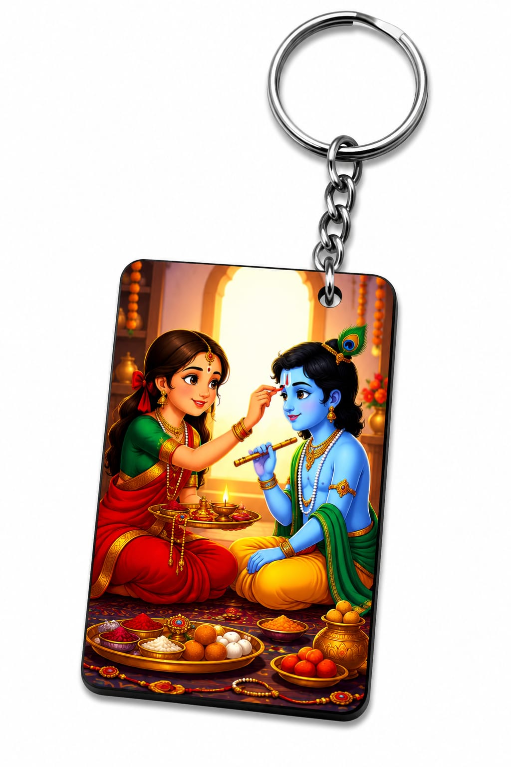 Raksha Bandhan One Side Printed Sublimation Keychain | Rectangle & Heart Shape