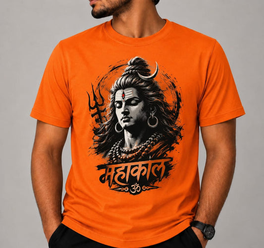 Mahakal Printed Unisex T-Shirt | Lord Shiva Graphic Design | Premium Polyester Sublimation Print | Round Neck Half Sleeve