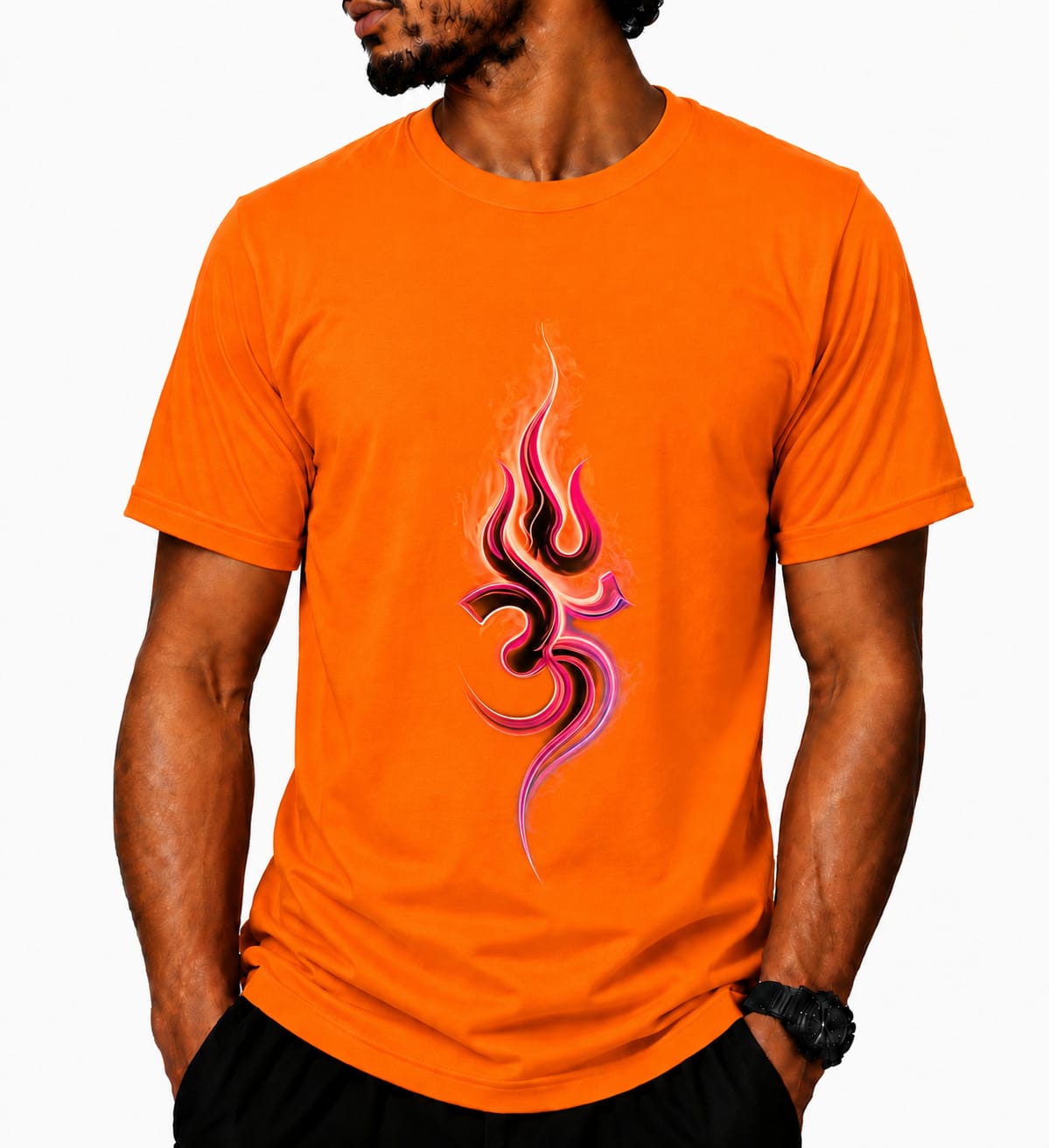 Men’s Om Logo Printed T-Shirt | Spiritual Graphic Round Neck Half Sleeve T-Shirt | Premium Sublimation Print