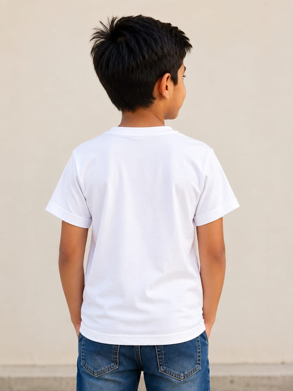 Kids Boys White Polyester Half Sleeve Round Neck Printed T-Shirt | Jai Shri Shyam Graphic T-Shirt | Casual Wear