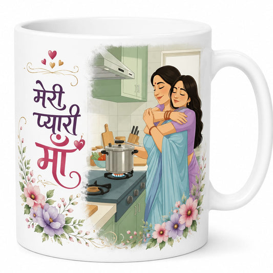 Meri Pyari Maa Printed Coffee Mug | Mother's Love Ceramic Mug | Premium Gift for Mom | 11 Oz