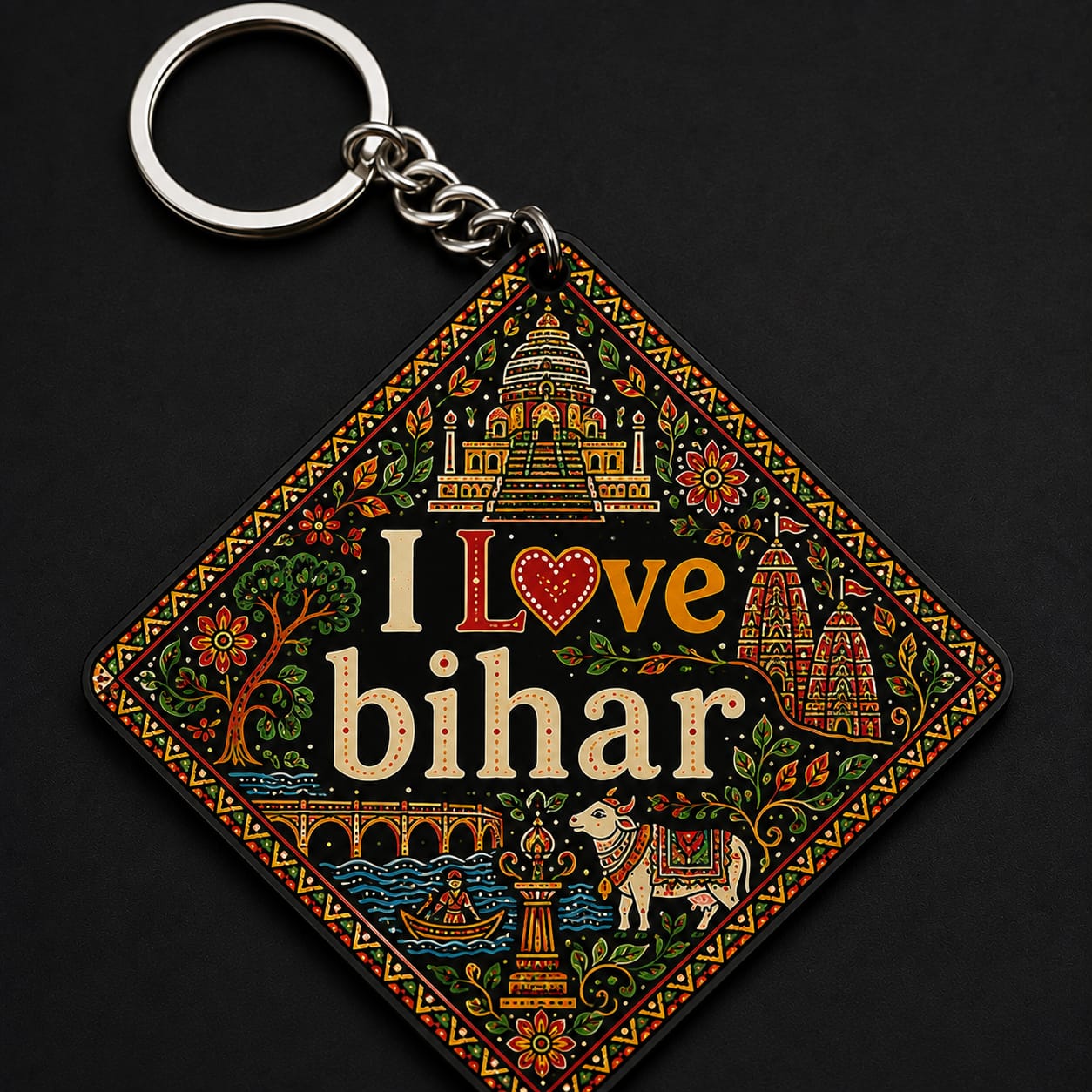 ❤️ Bihari | I ❤️ Darbhanga | I ❤️ Madhubani Printed Kitchen Towel | Mithila Art Design | Premium Sublimation Print