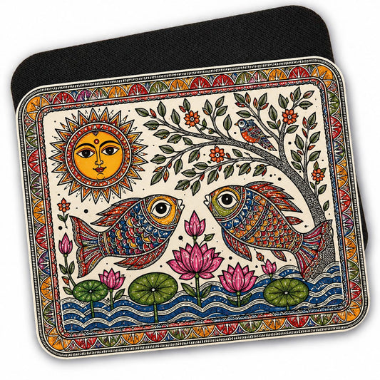 Mithila Art Printed Mouse Pad | Premium Sublimation Print | Non-Slip Desk Mouse Pad | Office &amp; Gaming Use