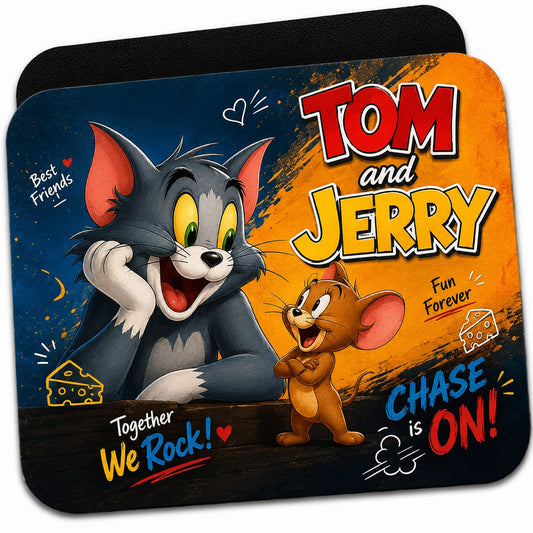 Tom and Jerry Printed Mouse Pad | Cartoon Design Mouse Pad | Smooth Surface | Non-Slip Rubber Base | Office, Home &amp; Gaming Use