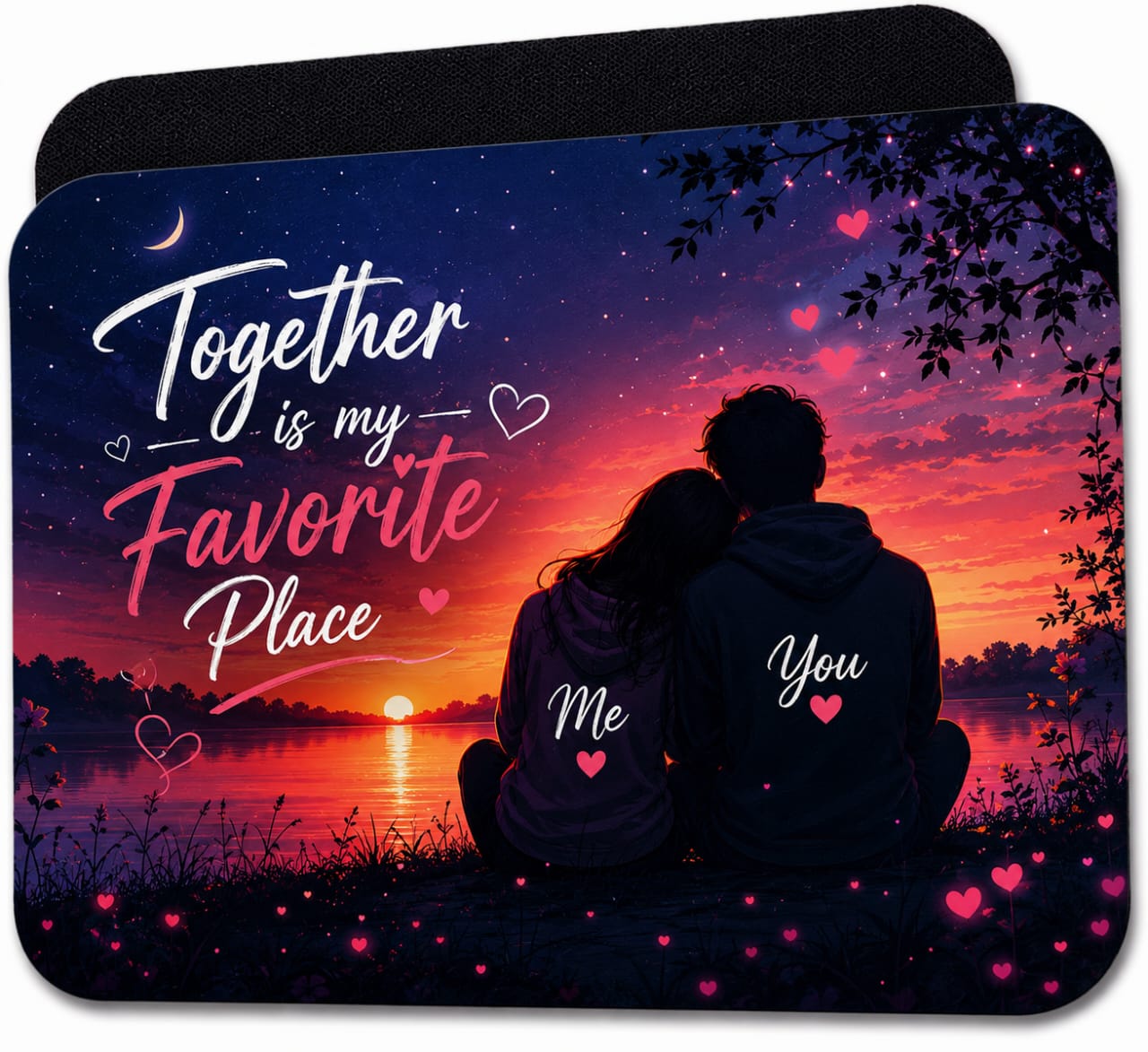 Love Theme Printed Mouse Pad | Romantic Design Mouse Pad | Premium Sublimation Print | Smooth Surface | Non-Slip Rubber Base | Gift for Couples