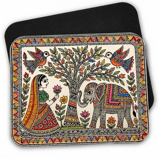 Mithila Art Printed Mouse Pad | Premium Sublimation Print | Non-Slip Desk Mouse Pad | Office &amp; Gaming Use