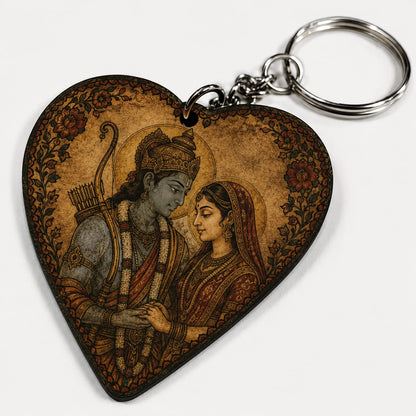 Mithila Art Ram Mata Sita Print Sublimation Keychain | Handmade-Inspired Madhubani Design | Double-Sided Printed Key Ring | Gift for Ram Bhakts & Art Lovers