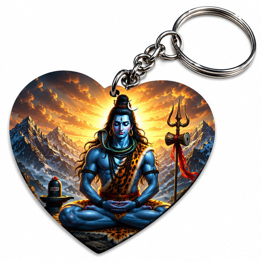 Mahadev Heart Shape MDF Keychain | Lord Shiva Printed Keychain | Full Print