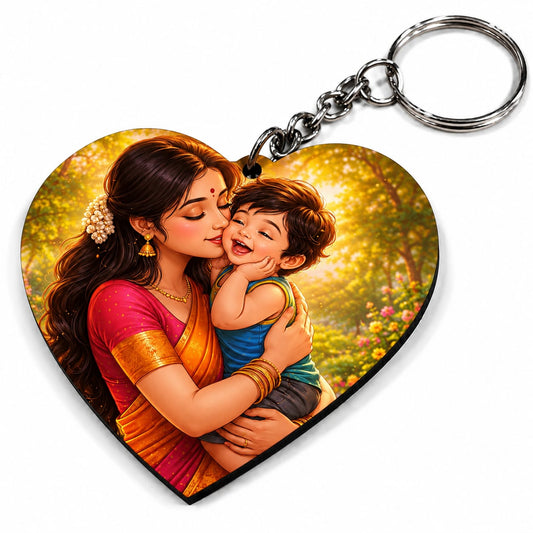 Mother & Child Love Printed MDF Keychain | Cute Mom Baby Photo Keyring | Gift for Mother | Premium Sublimation Keychain