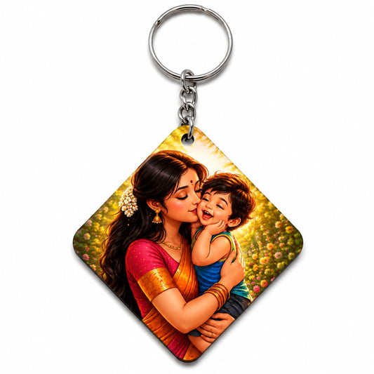 Mother & Child Love Printed MDF Keychain | Cute Mom Baby Photo Keyring | Gift for Mother | Premium Sublimation Keychain