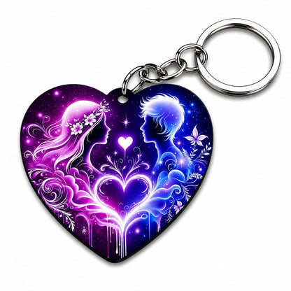 Personalized Couple Love Sublimation Keychain | Heart, Rectangle & Diamond Shape | One Side Print