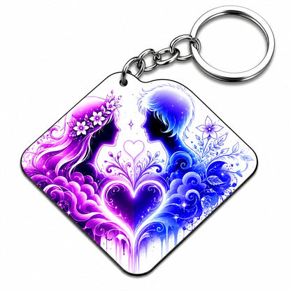 Personalized Couple Love Sublimation Keychain | Heart, Rectangle & Diamond Shape | One Side Print