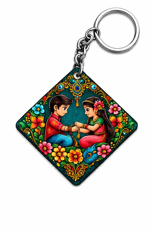 Raksha Bandhan Sublimation Keychain | Heart & Rectangle Shape