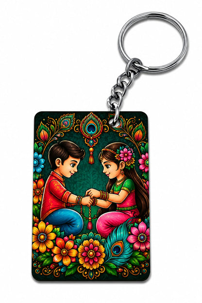 Raksha Bandhan Sublimation Keychain | Heart & Rectangle Shape