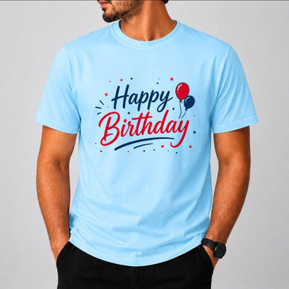 Happy Birthday Printed T-Shirt | Print Hub Custom Tee | Birthday Special Graphic T-Shirt for Men | Cotton Round Neck