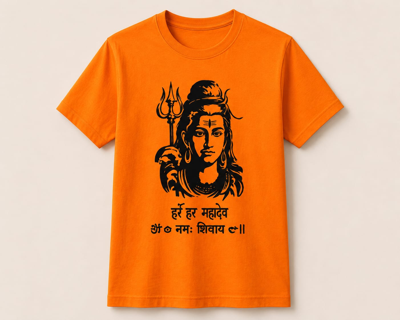 Har Har Mahadev Premium Printed T-Shirt | White, Orange, Sky Blue & Grey | Sawan Special Collection | CR Print Hub