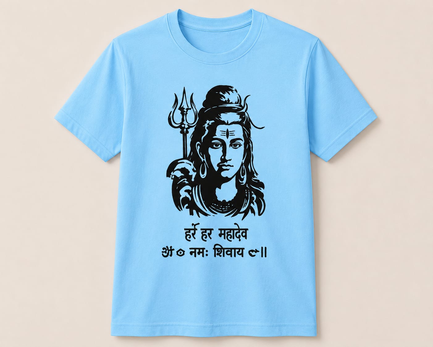 Har Har Mahadev Premium Printed T-Shirt | White, Orange, Sky Blue & Grey | Sawan Special Collection | CR Print Hub