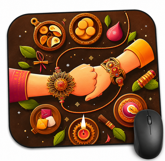 Happy Raksha Bandhan Traditional Art Printed Mouse Pad | Premium One-Side Print