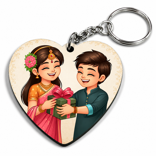 Raksha Bandhan Brother Sister Gift Exchange Printed MDF Keychain