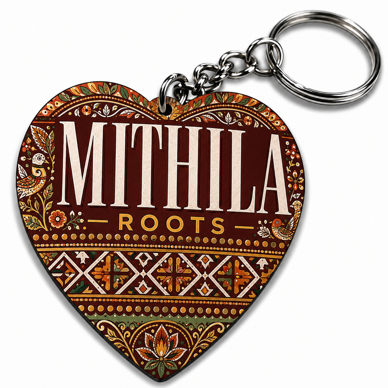 Mithila Logo Printed Keychain | Heart Shape & Rectangle Shape | Premium MDF Sublimation Keychain