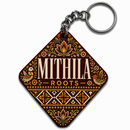 Mithila Logo Printed Keychain | Heart Shape & Rectangle Shape | Premium MDF Sublimation Keychain