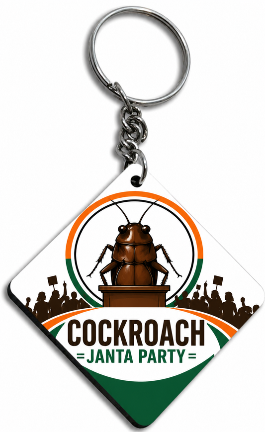 Cockroach Janata Party Logo Printed Keychain | Premium MDF Sublimation Keychain | Glossy Finish