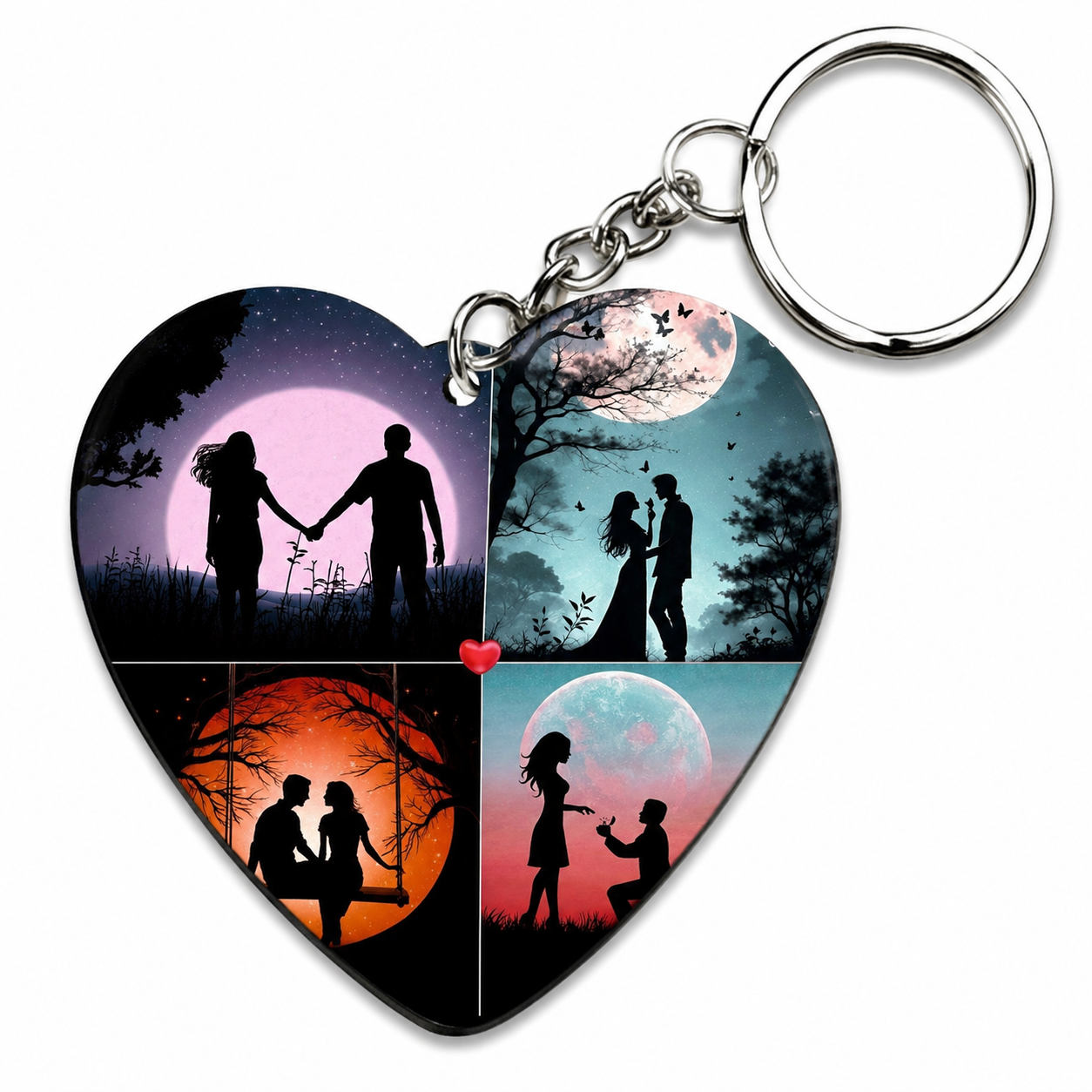 Couple Theme Sublimation Keychain | Heart & Rectangle Shape | Single Side Print | Heart & Rectangle Shape | Single Side Print