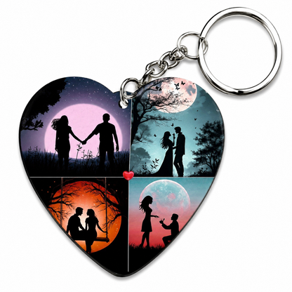 Couple Theme Sublimation Keychain | Heart & Rectangle Shape | Single Side Print | Heart & Rectangle Shape | Single Side Print