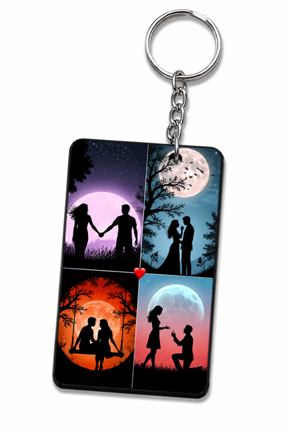 Couple Theme Sublimation Keychain | Heart & Rectangle Shape | Single Side Print | Heart & Rectangle Shape | Single Side Print