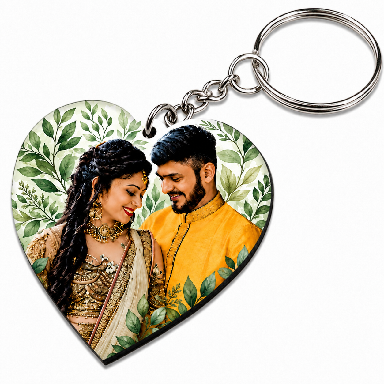 Personalized Couple Photo Printed MDF Keychain