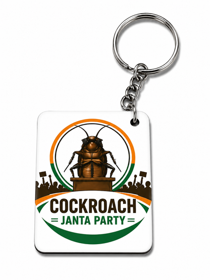 Cockroach Janata Party Logo Printed Keychain | Premium MDF Sublimation Keychain | Glossy Finish
