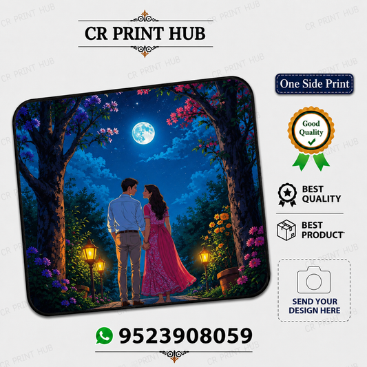 Romantic Love Couple Moonlight Custom Mouse Pad | HD One Side Printed Mouse Pad | Premium Quality
