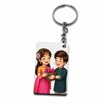Raksha Bandhan Brother Sister Gift Exchange Printed MDF Keychain