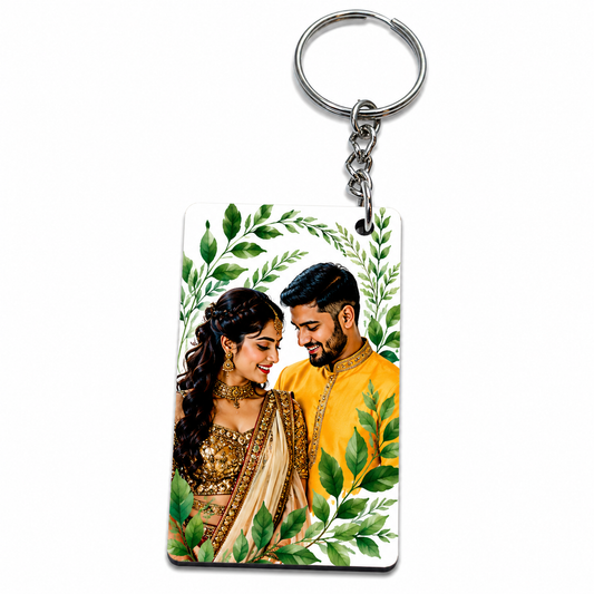 Personalized Couple Photo Printed MDF Keychain
