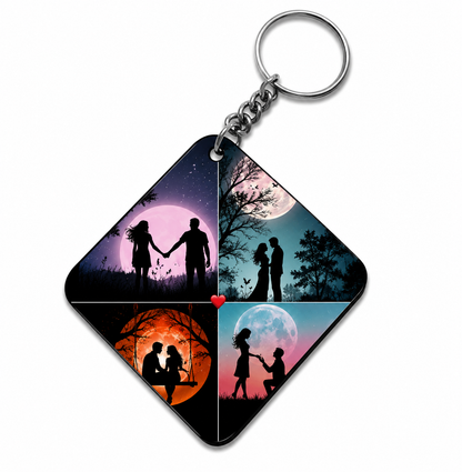 Couple Theme Sublimation Keychain | Heart & Rectangle Shape | Single Side Print | Heart & Rectangle Shape | Single Side Print