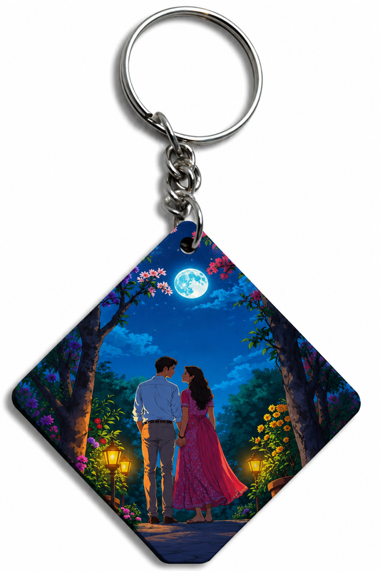 Personalized Couple Heart Acrylic Keychain | Romantic Love Keychain Gift for Boyfriend & Girlfriend | Custom Photo Keyring